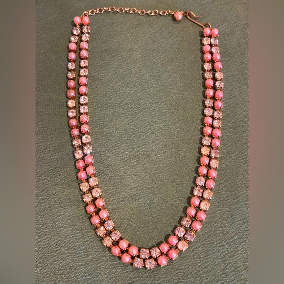 Pink pearl and rhinestone choker - Picture 2 of 3